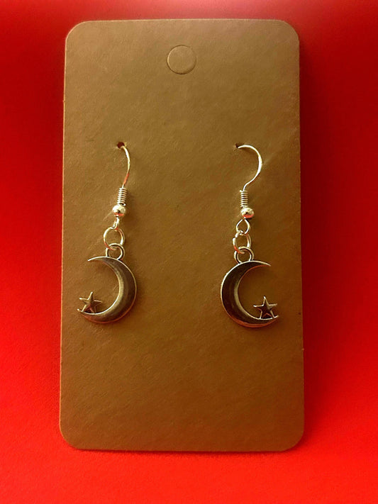 Moon and Star drop Earrings